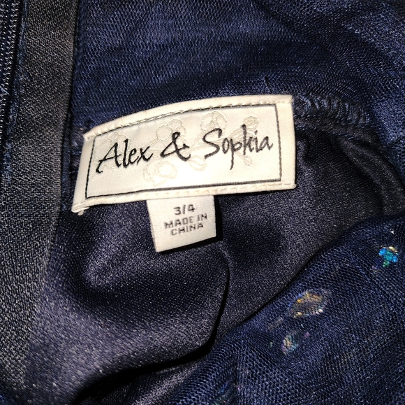 Navy Blue Gown Backless and Gem Embellishments Size 3/4 - Picture 5 of 10